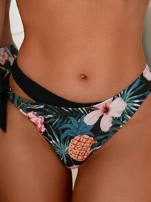SHEIN Swim Women's Tropical Printed Bikini Set With Underwire And Ruched Detail, Bikini Set Outfit Beach Swimwear Bathing Suit Music Festival Summer Beach