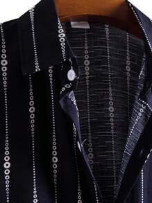 Men's Striped Short Sleeve Shirt - Black - View 5