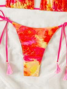 SHEIN Swim 水洗染v領頸掛比基尼套裝