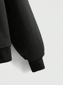 ROMWE Grunge Punk Sudadera con capucha con cremallera, con aplicaciones de esqueleto y corazón de rhinestone, para la escuela - Negro - Ver 4