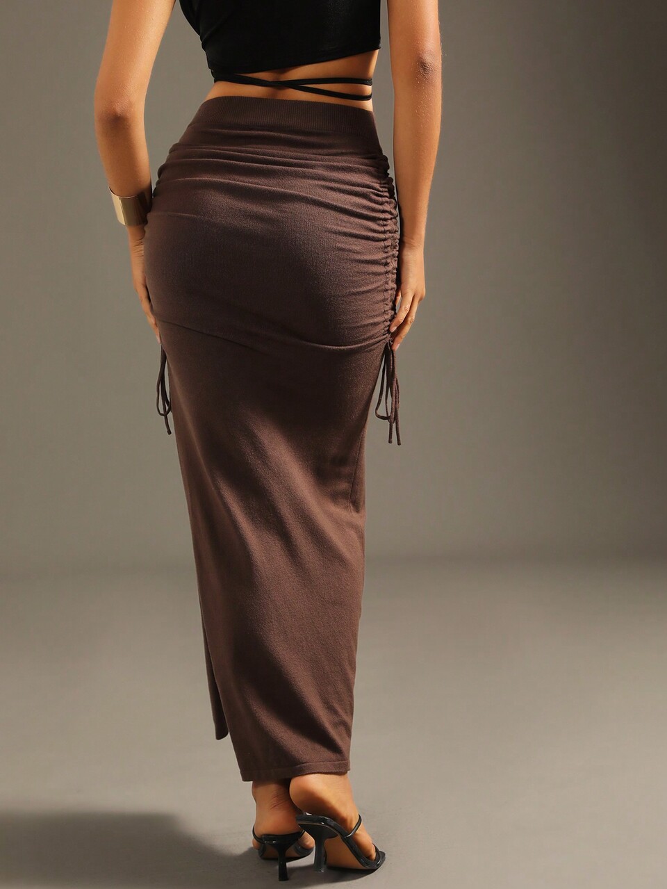 Side Pleated Sexy Sweater Skirt