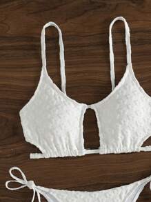 SHEIN Swim Women's Solid Color Textured Bikini Set Summer Beach