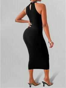 Lyxana Sleeveless Fashionable Rhinestone Decor Bodycon Dress