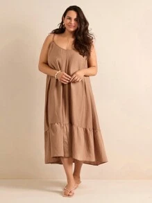 Forever 21 Plus-Size Solid Color Loose Fit Casual Tank Dress - Khaki - View 4