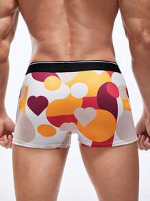 Men's Heart & Polka Dot Pattern Printed Boxer Shorts - Multicolor - View 2