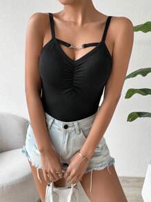 SHEIN Unity Camisola De Tirantes Para Mujeres, Sencilla, Con Estilo Y Ajustada Para Adelgazar.