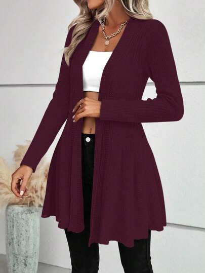 EMERY ROSE Solid Color Long Sleeve Casual Cardigan Fall Winter Cloth For Women