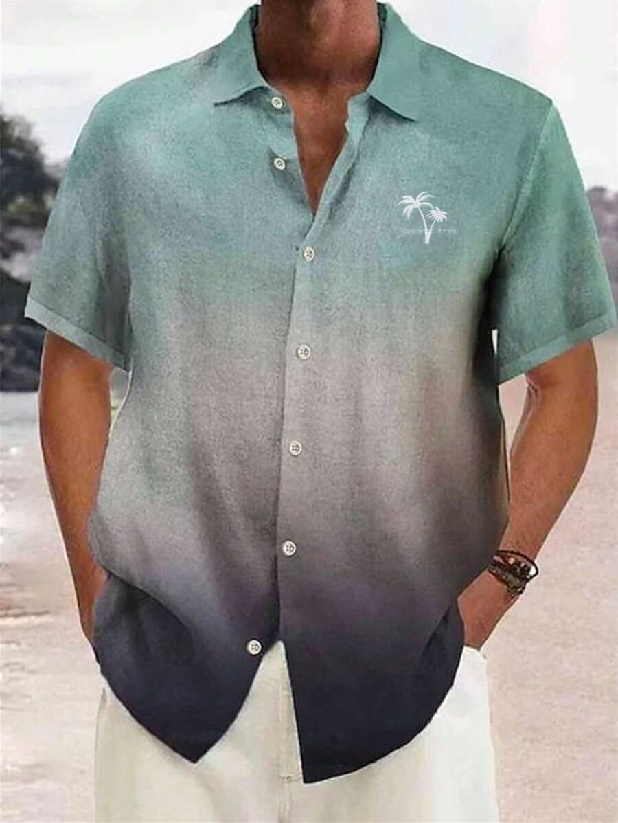 Genlund Men's Gradient Drop Shoulder Shirt - Green - View 1