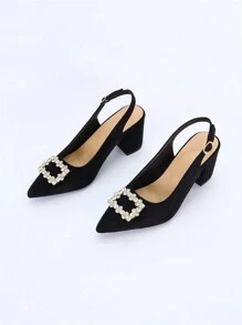 女士豹紋高跟涼鞋,附踝帶（圖案隨機） - 黑色 - 查看 2