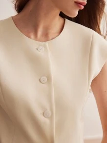 MOTF PREMIUM SOLID BATWING SLEEVE BUTTON PLACKET JACKET - Apricot - View 3