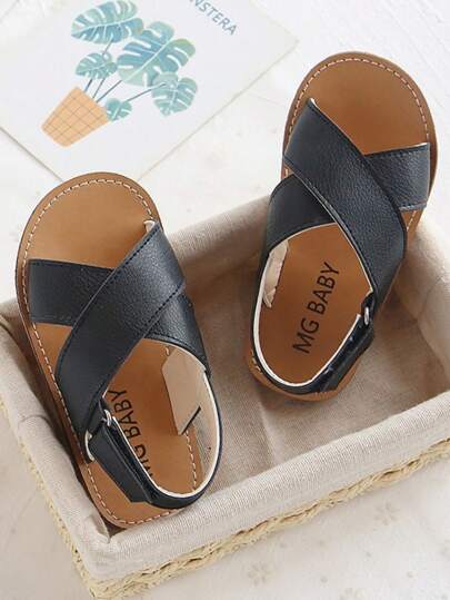 Black Sandals For Boys, Children's Slip-On Beach Sandals With Flat Slipper, Boy's Summer Sandal