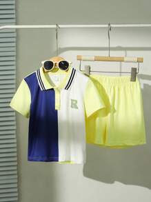 SHEIN Young Boys Classic Color-Block Polo Shirt Casual Outfit