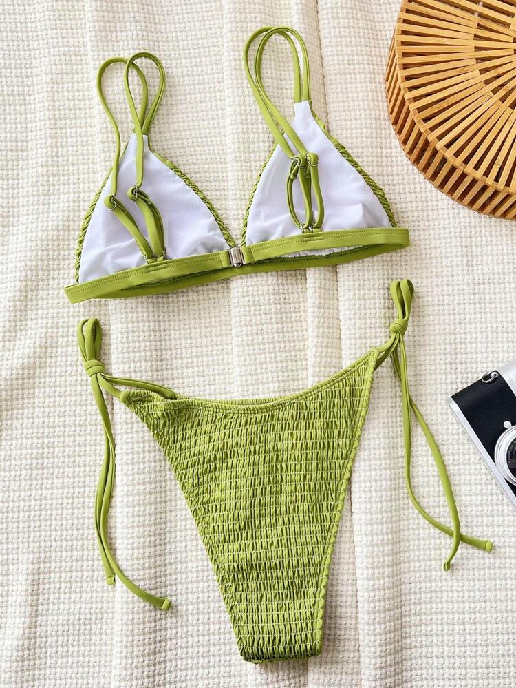 Push-Up V-Neck Bikini Set, Two-Piece Bikini Set Summer Beach