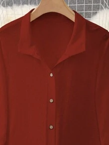 SHEIN LUNE 大碼女士捲邊袖襯衫