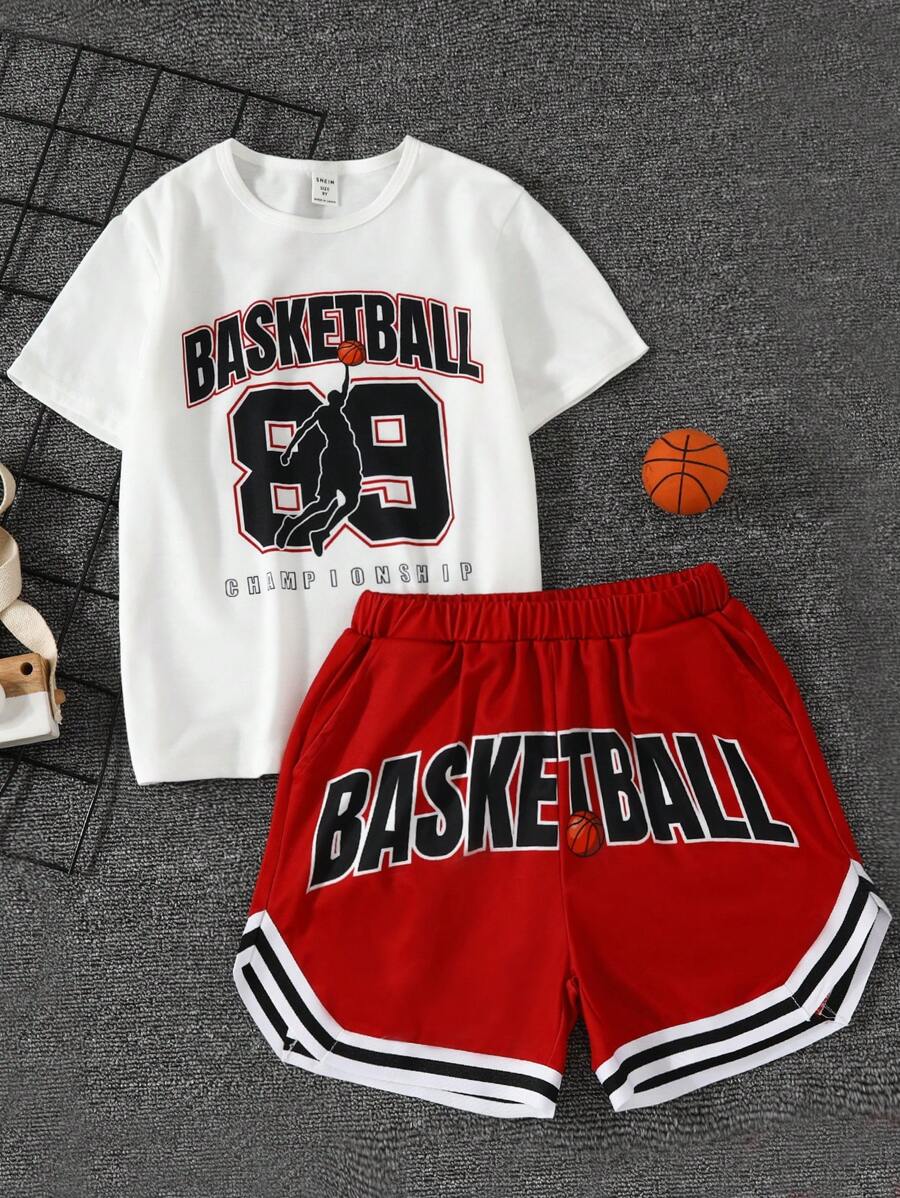 SHEIN Daddy And Me Matching Outfits 2 Sets Are Sold Separately) - Red and White - View 1