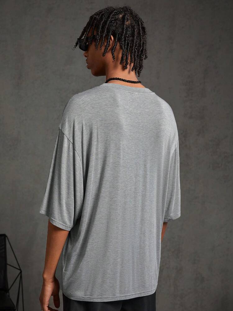 Men's Casual Round Neck Short Sleeve Knit T-Shirt With Slogan Print