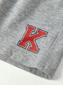 Cozy Pixies Baby Boy Letter Printed Round Neck Short Sleeve Top & Casual Shorts 2pcs/Set - Grey - View 8