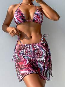 SHEIN Swim Leopard Print Sexy Bikini Set, Bikini Set Swimwear Bathing Suit Beach Outfit Summer Vacation Summer Beach - Multicolor - View 3