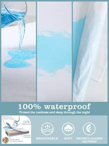 1pc Waterproof Mattress Protector, Soft Comfortable Breathable Solid Color Bedding Mattress Cover Assembly, For Bedroom Guest Room Dormitory Hotel, Waterproof And Super Soft Breathable Mattress Cover For Comfort And Protection, Machine Washable - White - View 5