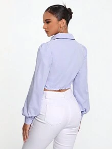 Brittney Do Blusa corta con cordón de color lavanda para mujer - Morado - Ver 2