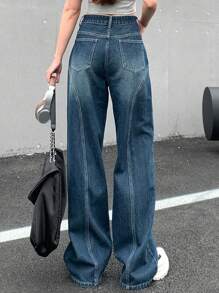 Dazy Designer Jeans De Diseño De Moda Lavados En Azul Para Mujeres - Azul lavado oscuro - Ver 5