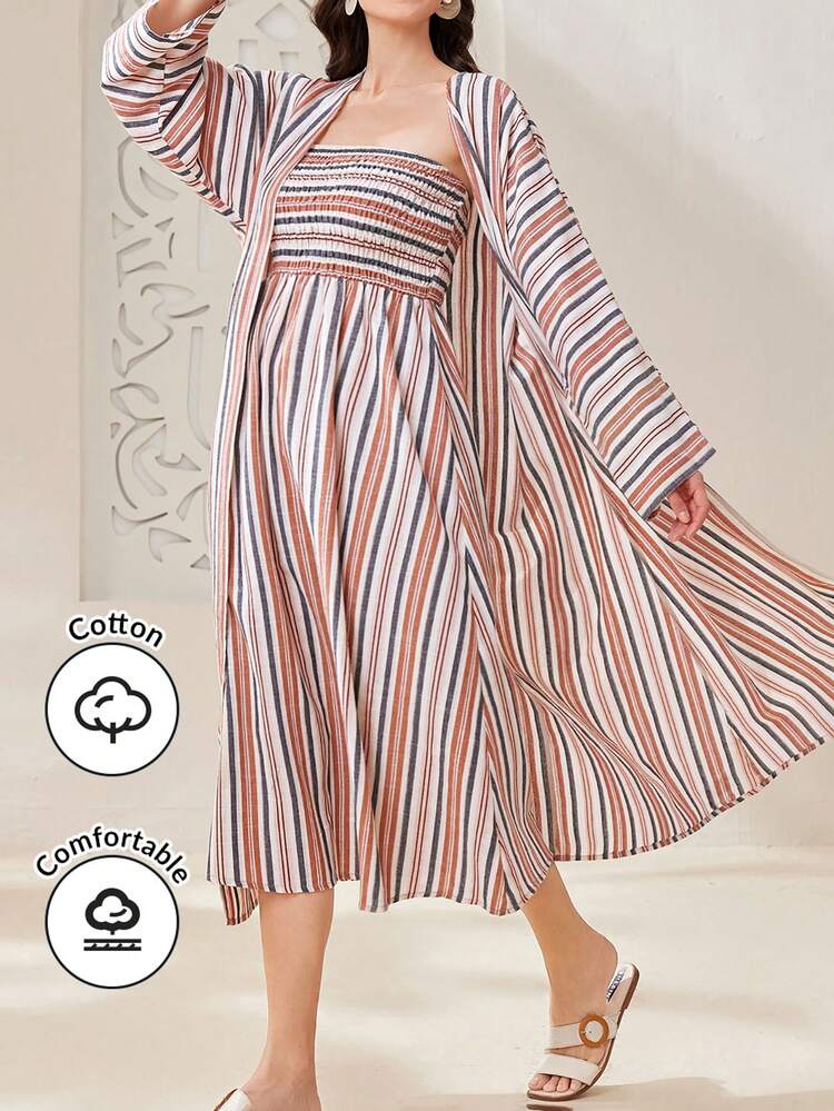 Women'S Stripe Pattern Fashionable Casual Two Pieces Set 2 Pieces Set