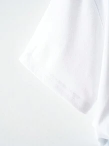 INAWLY Áo thun tay ngắn cổ tròn in chữ và trái tim cỡ lớn cho nữ mùa hè - trắng - Xem 3