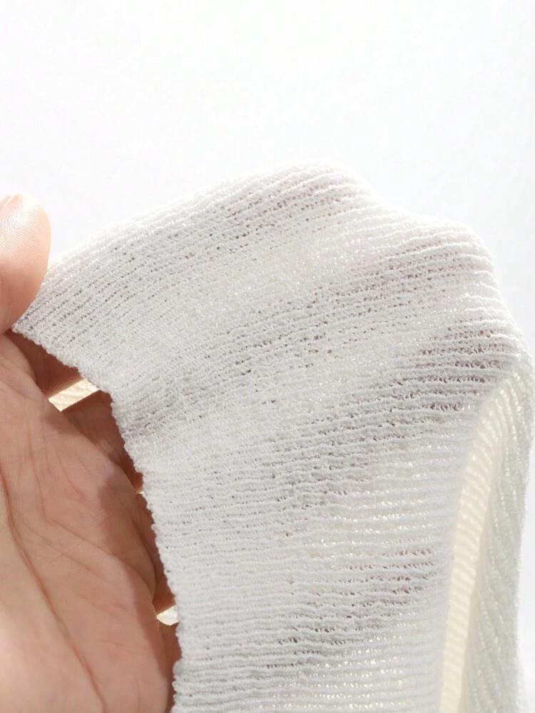 Solid Color Slim Fit Short-Sleeved Knit Top For Women, Buckle Closure, Thin