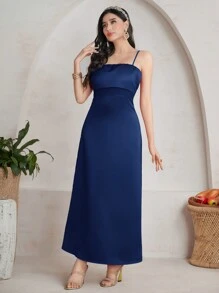 Al Najma Loose Fit Casual Abaya With Gold Foil Print, Muslim Fashion Abaya For Casual/Festival/Gathering/Travel - Navy Blue - View 3