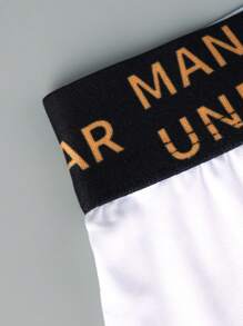 Men's Low Rise Boxer Briefs With Letter Elastic Waistband - White - View 4