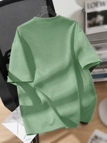 SHEIN Tween Boys' Casual Short Sleeve Crewneck T-Shirt, Suitable For Summer - Mint Green - View 2