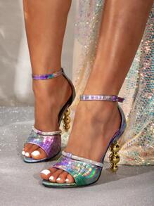 New Arrival Purple Women's Sexy Gothic High Heel Sandals With Simple Design For Summer Work Valentines - Purple - View 3