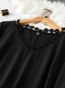 SHEIN LUNE Vestido Negro Suelto De Talla Grande Y Simple Para Mujer - Negro - Ver 6