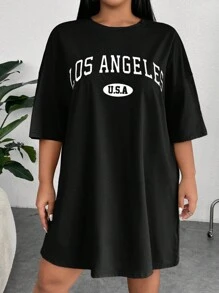 SHEIN CURVE+ Plus Size T-Shirt Dress - Black - View 4