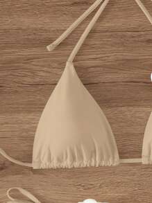 Swim Chiccia Set Bikini Halter Decorato Con Fiori 3D A Contrasto Di Colore, Per Nuoto E Spiaggia Estiva