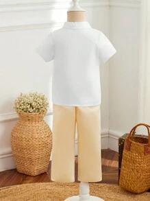 SHEIN Baby Boy's Elegant Vintage Gentleman Outfit, Perfect For Spring/Summer Parties - Champagne - View 2