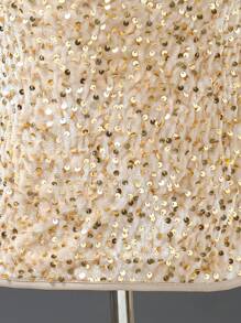 SHEIN Tween Girls'  Sparkly Asymmetrical Shoulder Mid-Length Formal Dress, Suitable For Parties, Birthdays, Performance And Other Occasions, Autumn