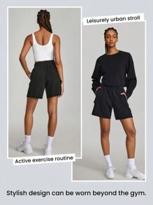 GLOWMODE SoftSerene Modal Bermuda Cargo Pocket Drawstring Shorts Daily Casual Lounge - Black - View 6