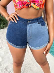 SHEIN VCAY Women's Plus Size Denim Micro Shorts For Beach Vacation And Casual Activities - Multicolor - View 5