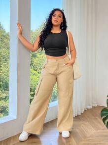 SHEIN EZwear Plus Size Vintage Distressed Snowflake Knit Tight Tank Top - Black - View 3