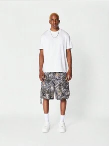 SUMWON All Over Printed Nylon Cargo Short - Brown - View 3