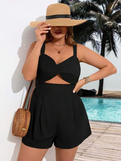 SHEIN VCAY Hollowed-Out Knot Jumpsuit