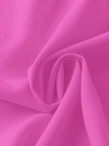 EMERY ROSE Solid Color Button-Trimmed V-Neckline A-Line Dress With Asymmetric Hem