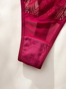 7pcs/Set Lace & Mesh Splice G-String Sexy Lingerie, Rave