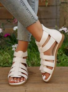 Sandalias Romanas A La Moda Para Mujer, Adecuadas Para Exteriores Y Playa - Beis - Ver 7