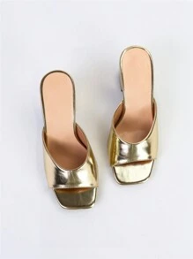 Của phụ nữ Phong cách Đơn giản Giày lười Ngoài trời Cao gót Dép mule - Vàng - Xem 4