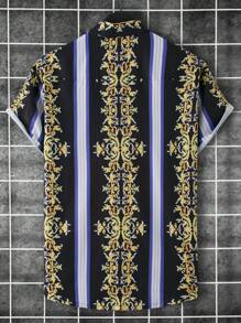 Manfinity LEGND 男士印花短袖鈕扣襯衫 - 彩色 - 查看 2