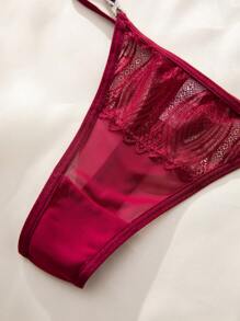 7pcs/Set Lace & Mesh Splice G-String Sexy Lingerie, Rave
