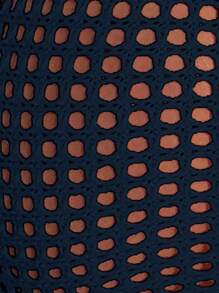 SHEIN Swim تنورة مضفرة أحادية اللون مفرغة تغطية صيفية