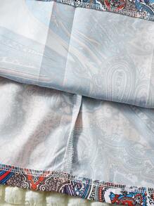 少女休闲度假纯色上衣和佩斯利印花半裙套装